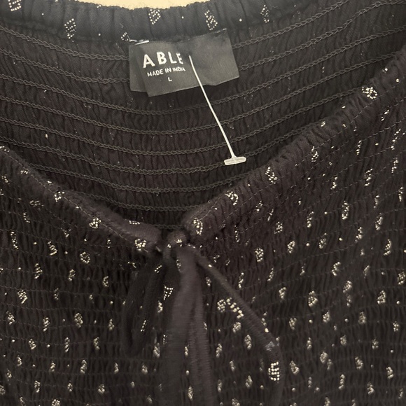 ABLE large Marion smocked jumpsuit black print pattern sold out $165 - Picture 2 of 8